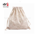 Natural white recycled cotton canvas drawstring travelling bag